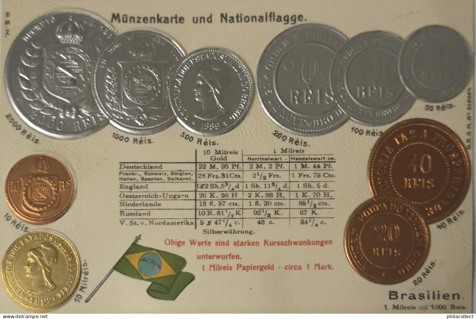 Brasilien - Brasil // Münzkarte Prägedruck - Coin Card Embossed  19?? - Münzen (Abb.)