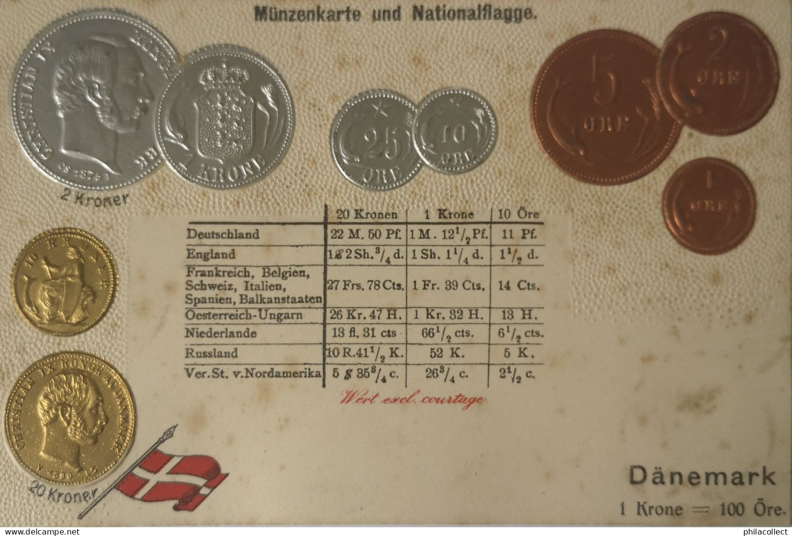 Danemark - Danmark // Münzkarte Prägedruck - Coin Card Embossed  19?? STAINS! - Münzen (Abb.)