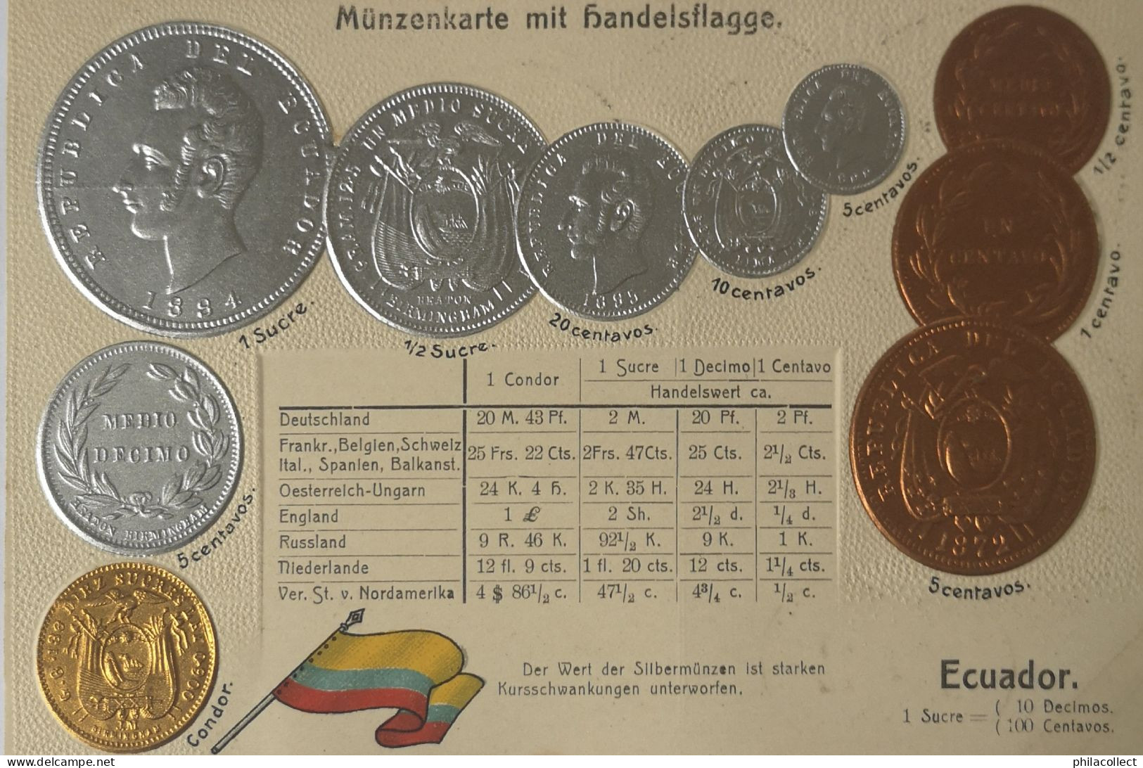 Ecuador // Münzkarte Prägedruck - Coin Card Embossed  19?? - Equateur