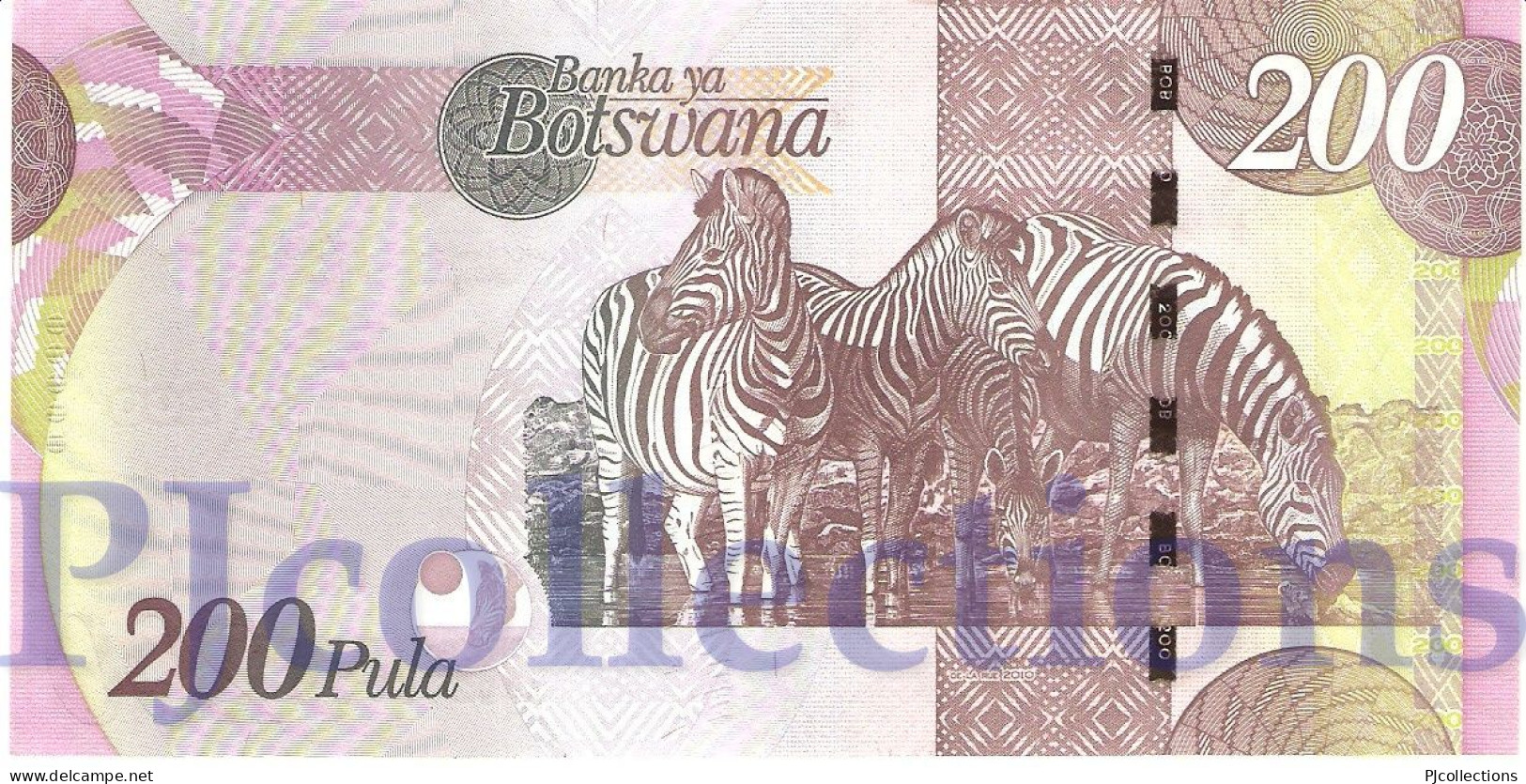 BOTSWANA 200 PULA 2010 PICK 34b UNC PREFIX "AB" - Botswana