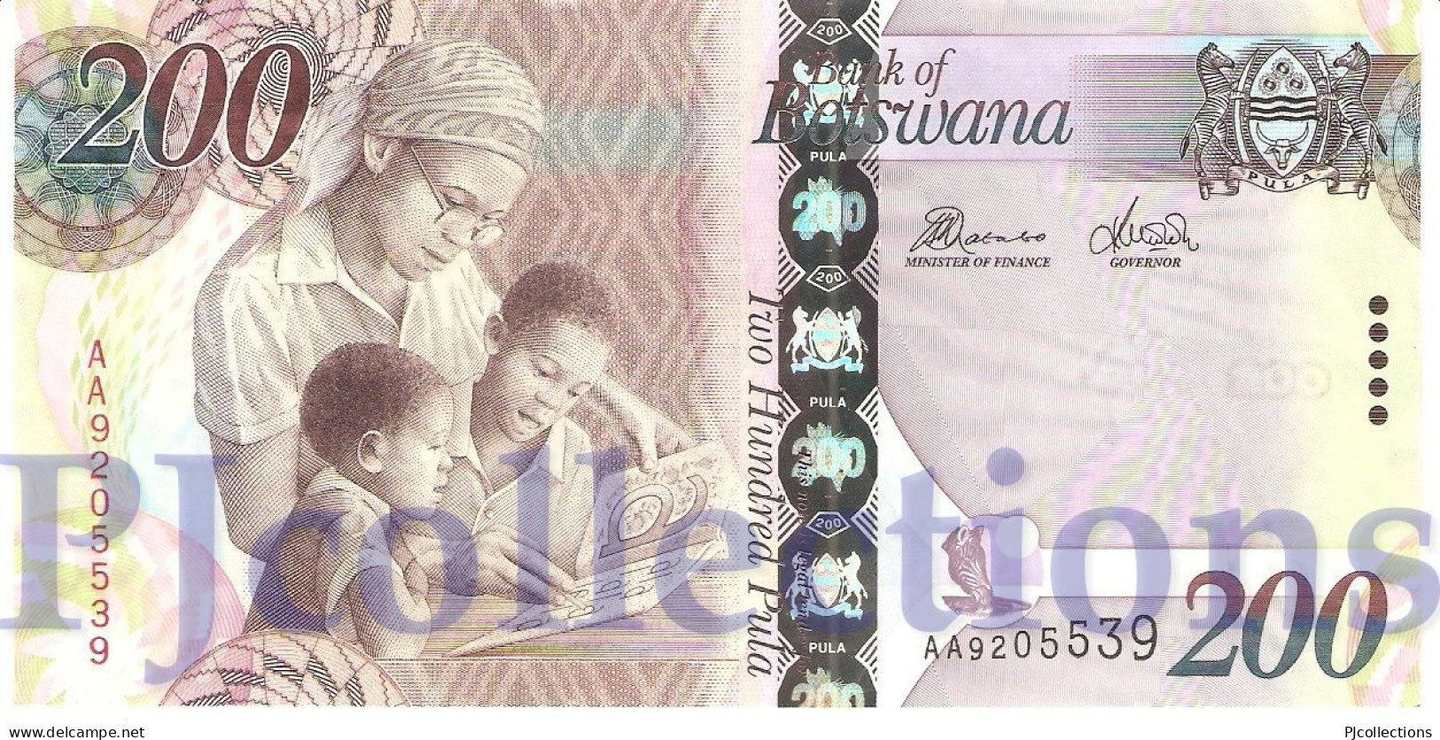 BOTSWANA 200 PULA 2010 PICK 34b UNC PREFIX "AB" - Botswana