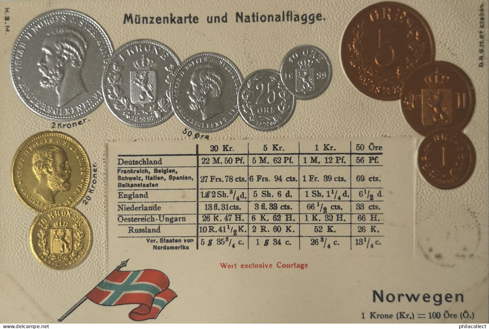 Noorwegen - Norway  // Münzkarte Prägedruck - Coin Card Embossed  19?? - Munten (afbeeldingen)