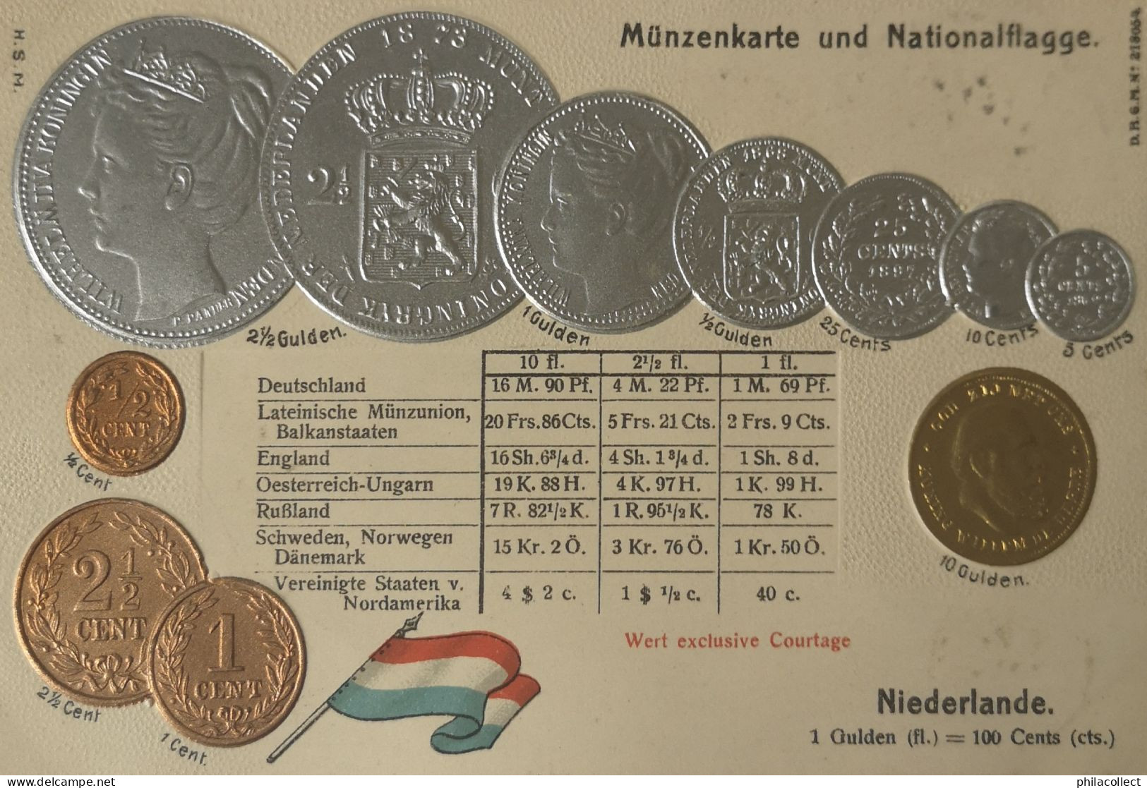 Niederlande - Nederland // Münzkarte Prägedruck - Coin Card Embossed  19?? - Monnaies (représentations)