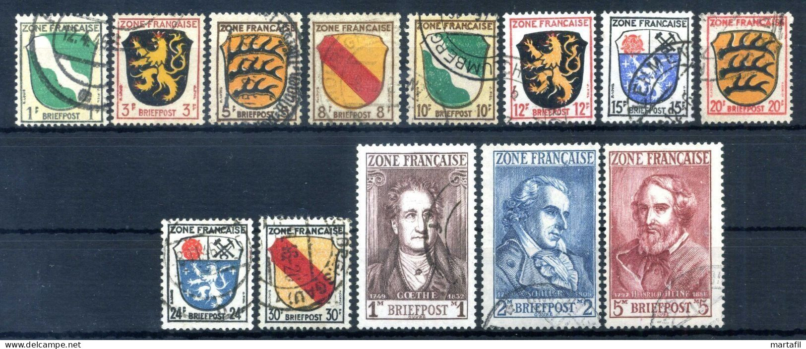 1945 EMISSIONE GENERALE (Occ. Francese) 1/13 Stemmi Ed Effigi SET USATO - Autres & Non Classés