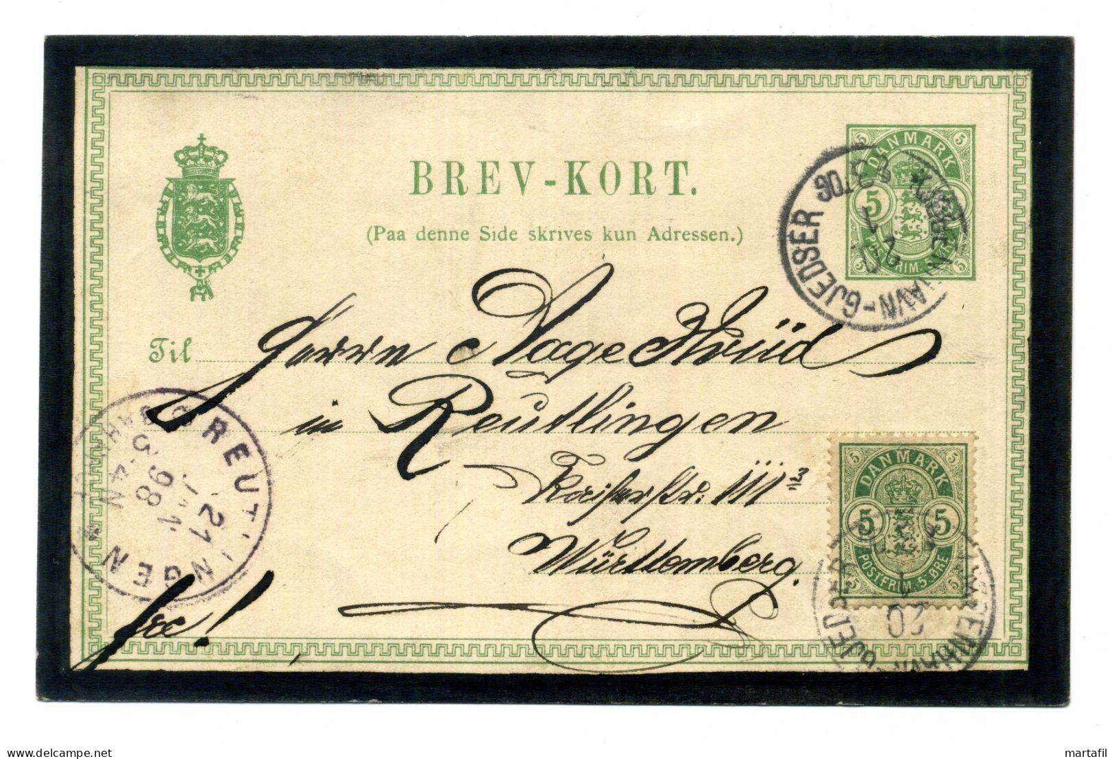 1898 Inter Ps.per Reutlingen - WURTTEMBERG, Da GJEDSER, 5+5 Valori Gemelli - Brieven En Documenten