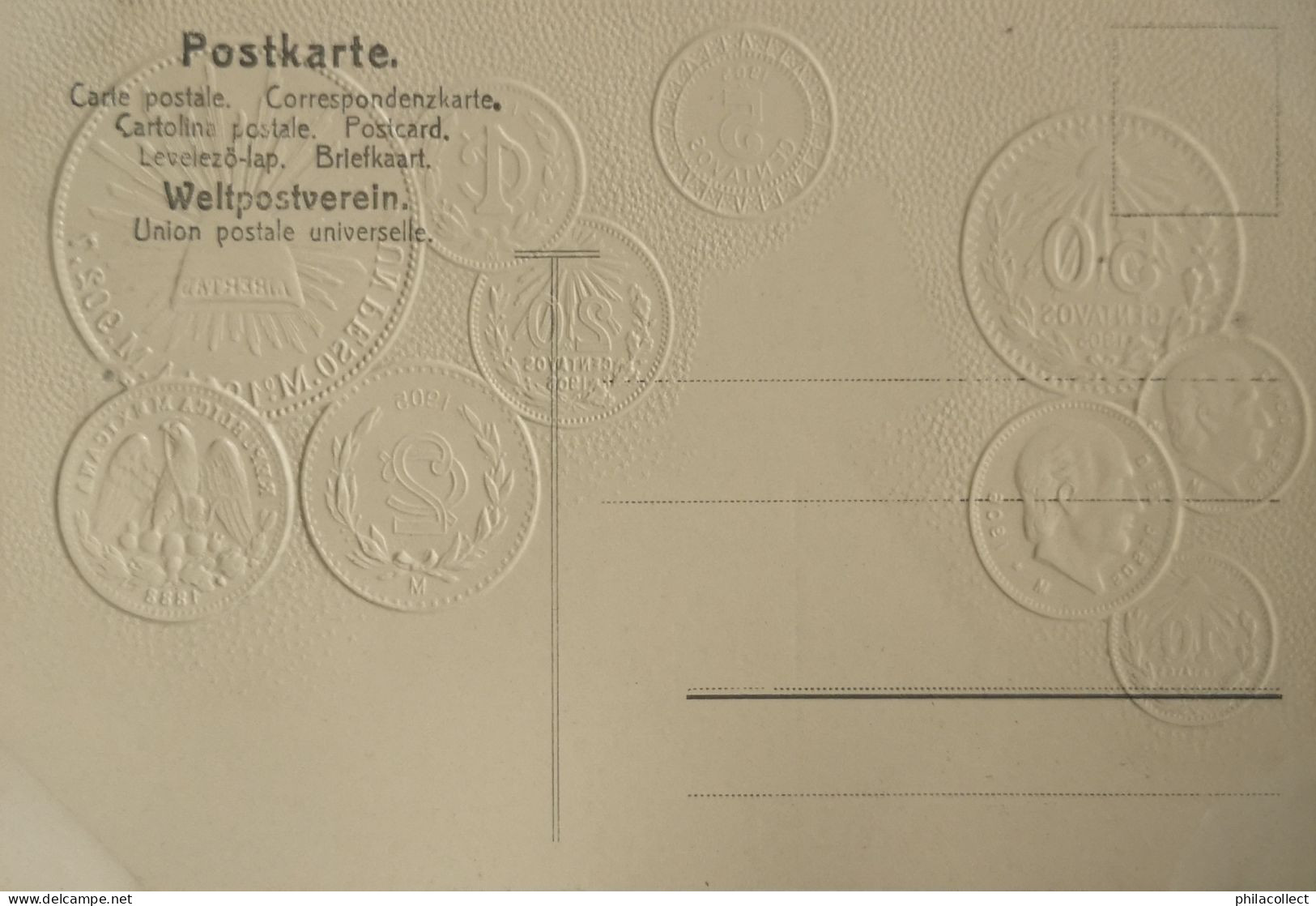 Mexiko - Mexico // Münzkarte Prägedruck - Coin Card Embossed  19?? - Mexique