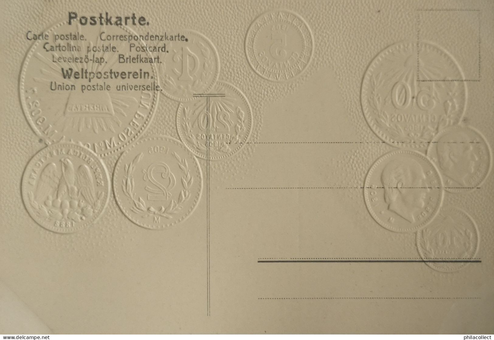 Mexiko - Mexico // Münzkarte Prägedruck - Coin Card Embossed  19?? - Coins (pictures)