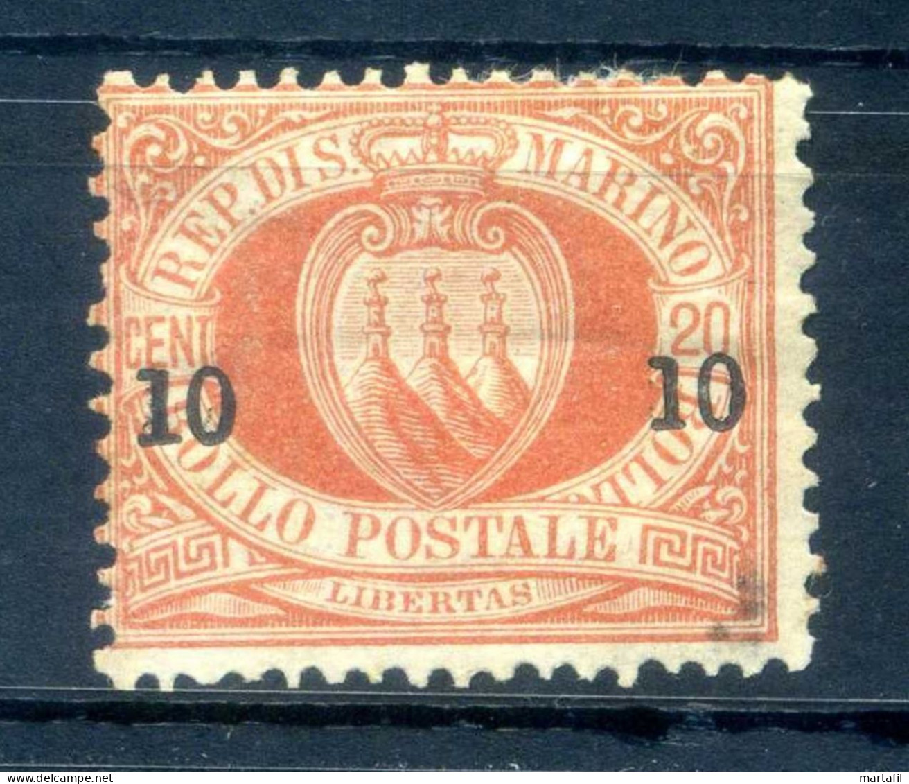 1892 SAN MARINO N.11 * Sovrastampato - Unused Stamps