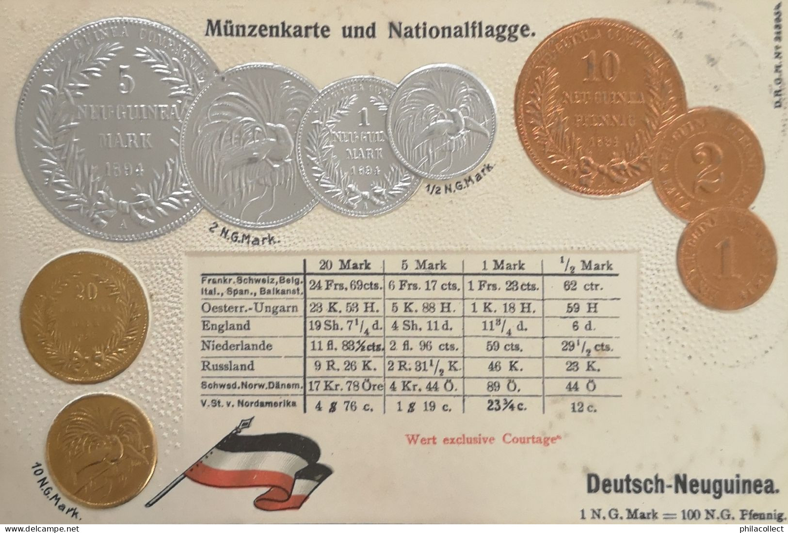 Deutsch Neuguinea // Münzkarte Prägedruck - Coin Card Embossed  19?? - Münzen (Abb.)