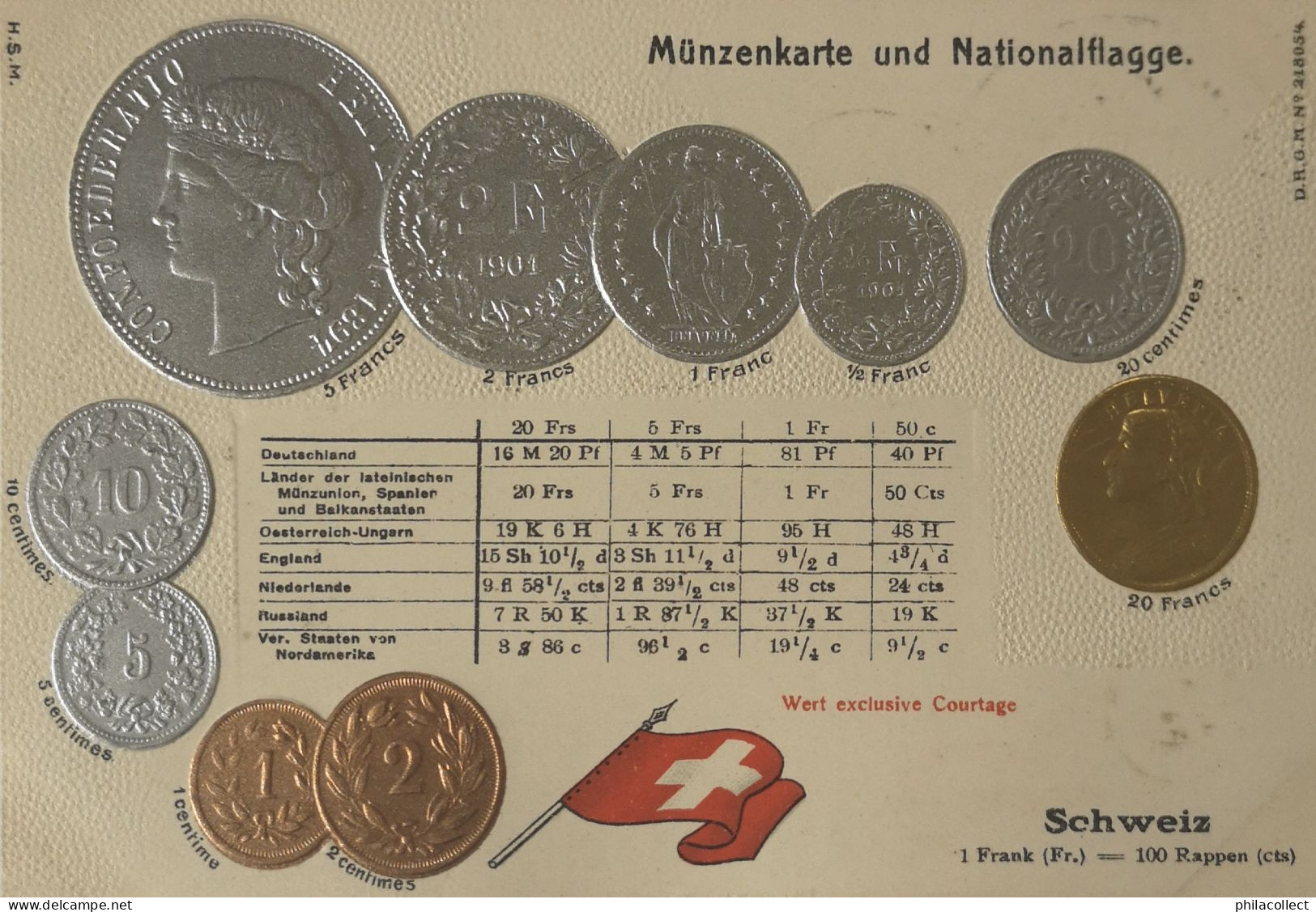 Schweiz - Suisse - Zwitserland // Münzkarte Prägedruck - Coin Card Embossed  19?? - Altri & Non Classificati