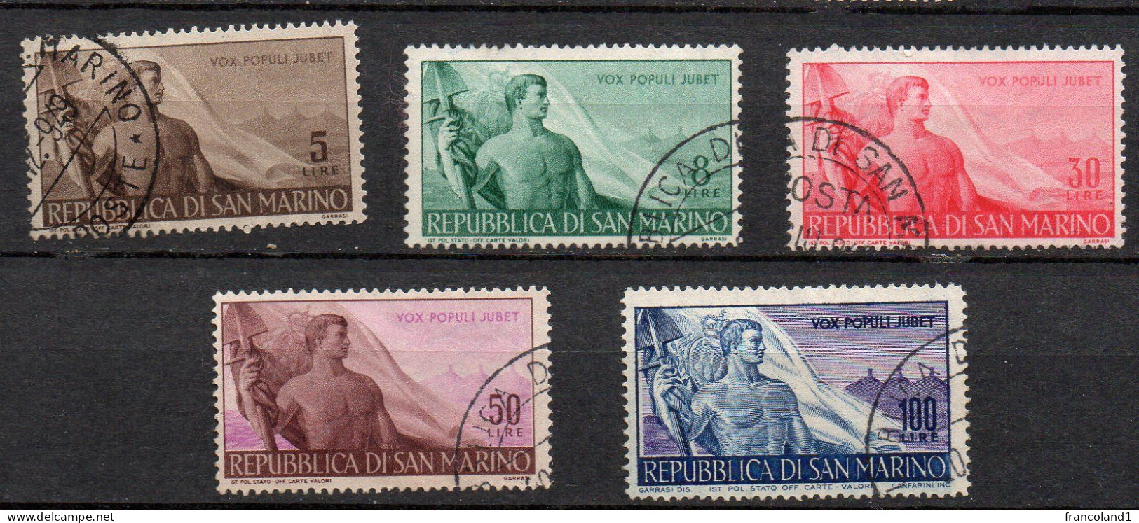 1948 San Marino - Lavoro Serie Completa N. 336 - 340 Timbrati Used - Usati