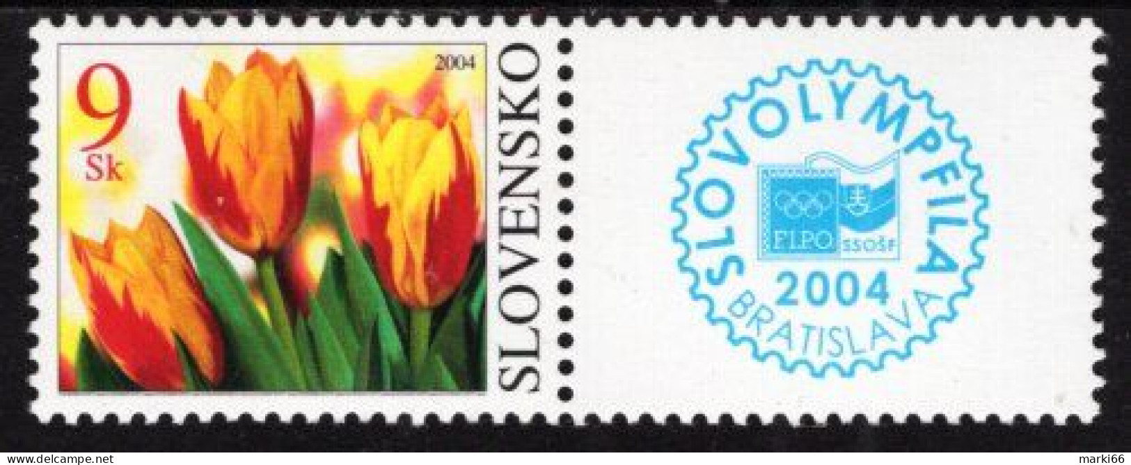 Slovakia - 2004 - Greeting - Flower - Tulips - SlovOlympFila Stamp Expo - Mint Personalized Stamp - Neufs