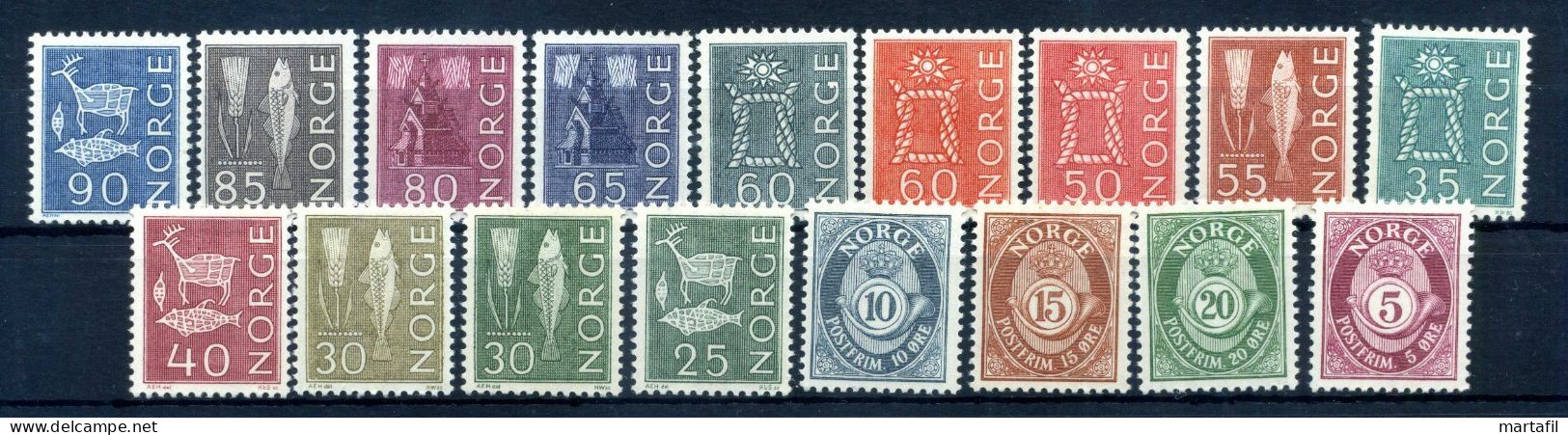 1962 NORVEGIA SET MNH ** 435/449 Ordinaria - Nuovi