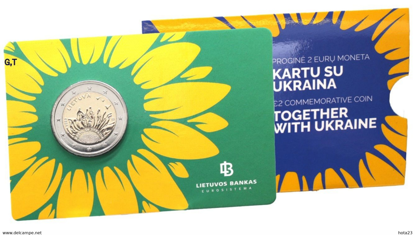 Lithuania Together With Ukraine, SLAVA Ukraine 2 Euro !!! Coin CARD !!!  2023 Year - BU - Lituania