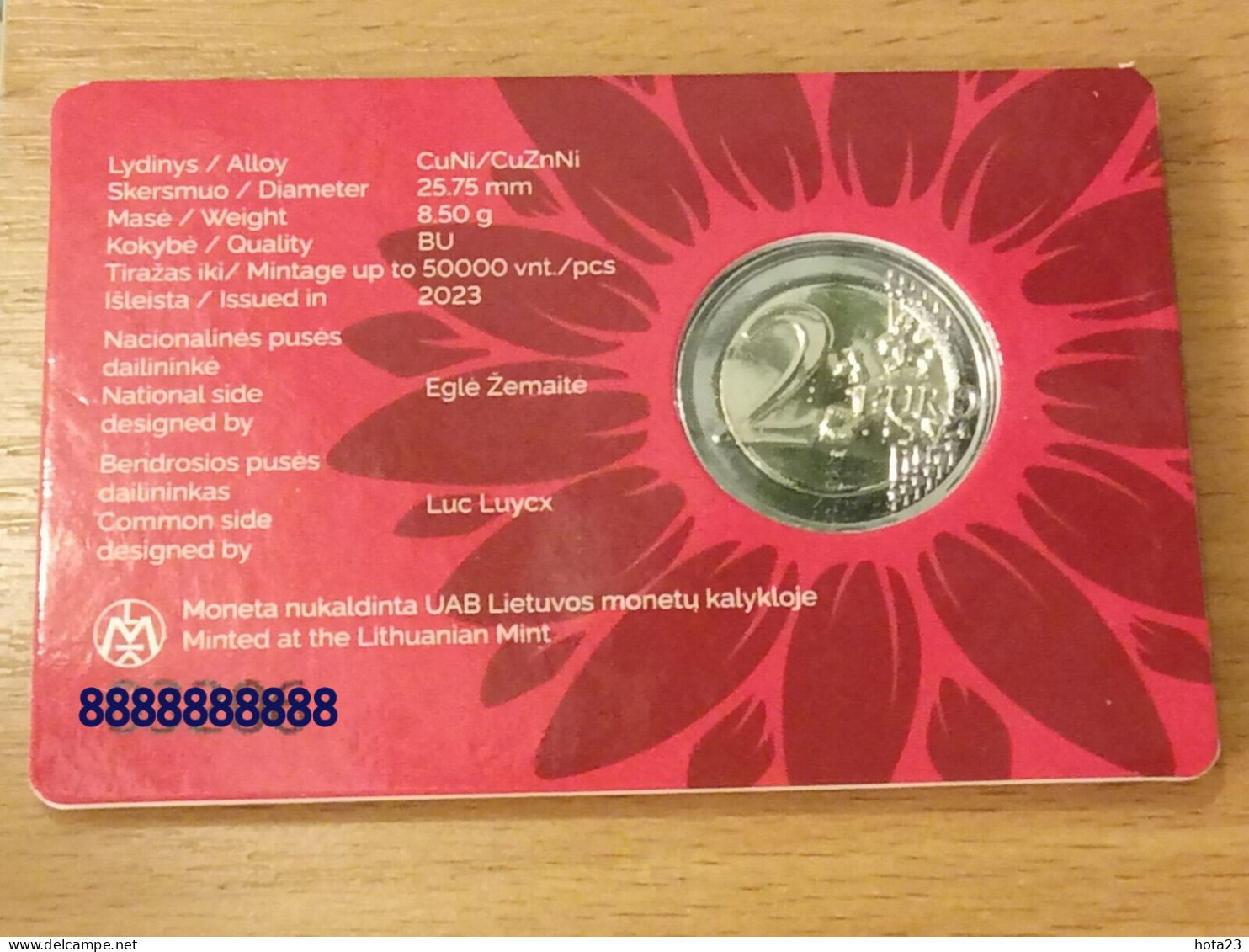 Lithuania Together with Ukraine, SLAVA Ukraine 2 euro !!! coin CARD !!!  2023 year - BU
