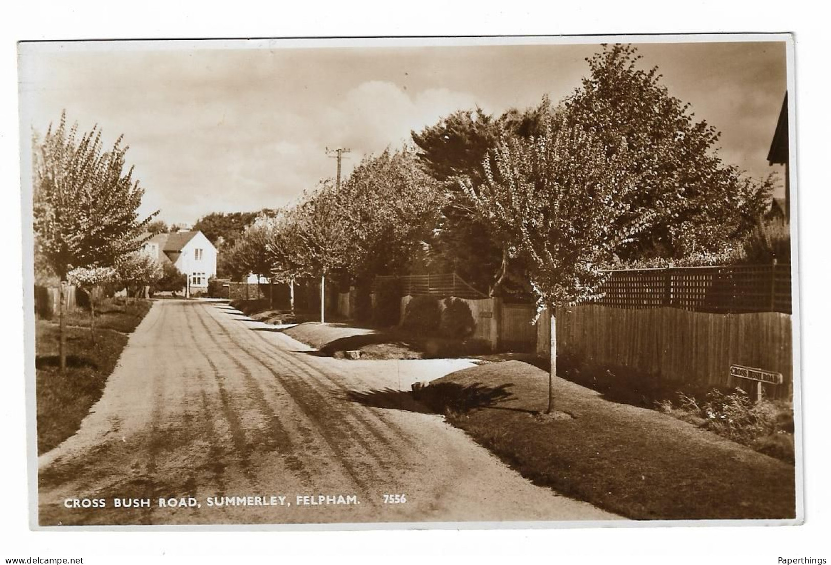 Real Photo Postcard, Sussex, Bognor Regis, Felpham, Summerley, Cross Bush Road, Avenue, Street, House. - Bognor Regis