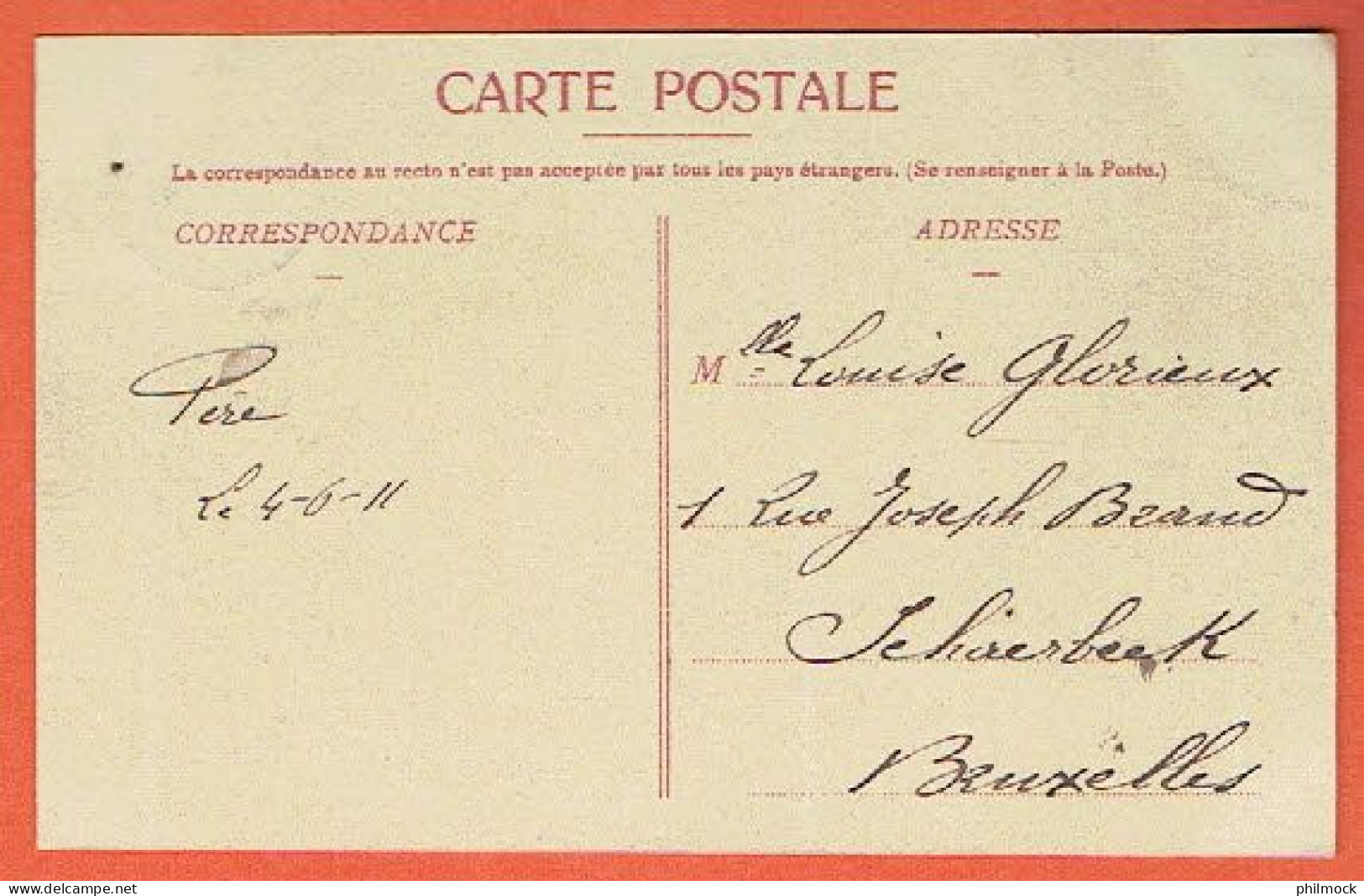 JP - CP Laroche En Ardenne 1911 - Le Clocher Et L'entrée Des Ruines Sur 81 Vers Schaerbeek - La-Roche-en-Ardenne