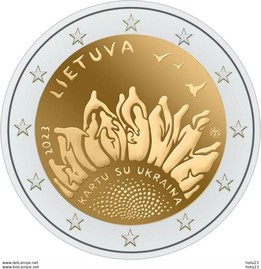 Lithuania Together With Ukraine, SLAVA Ukraine 2 Euro Coin 2023 Year - UNC - Lithuania