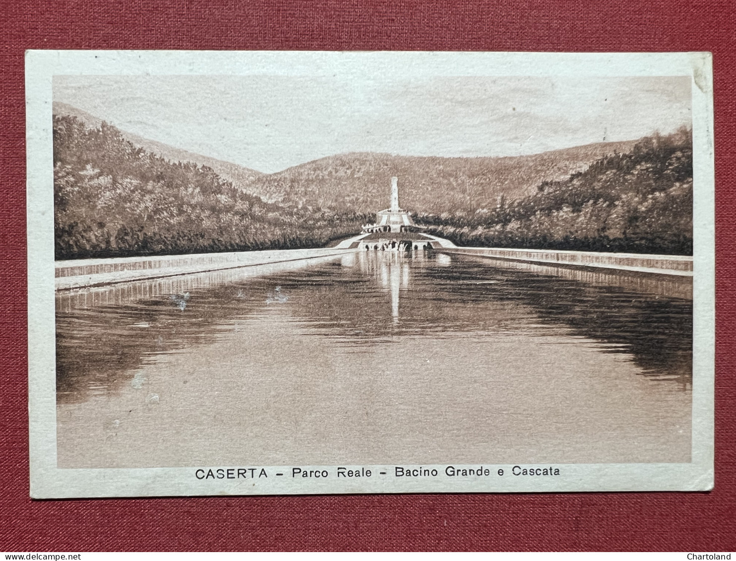 Cartolina - Caserta - Parco Reale - Bacino Grande E Cascata - 1939 - Caserta