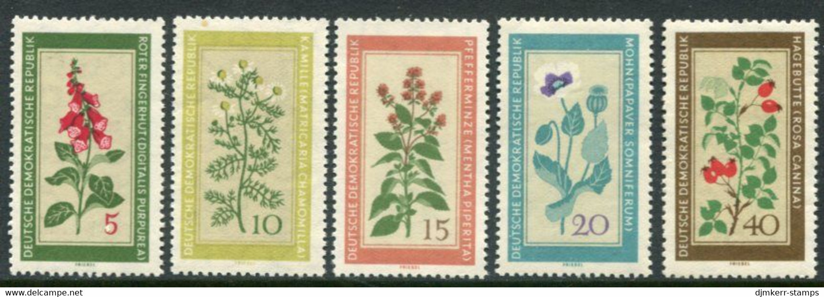 DDR / E. GERMANY 1960 Medicinal Plants MNH / **.  Michel  757-61 - Ungebraucht