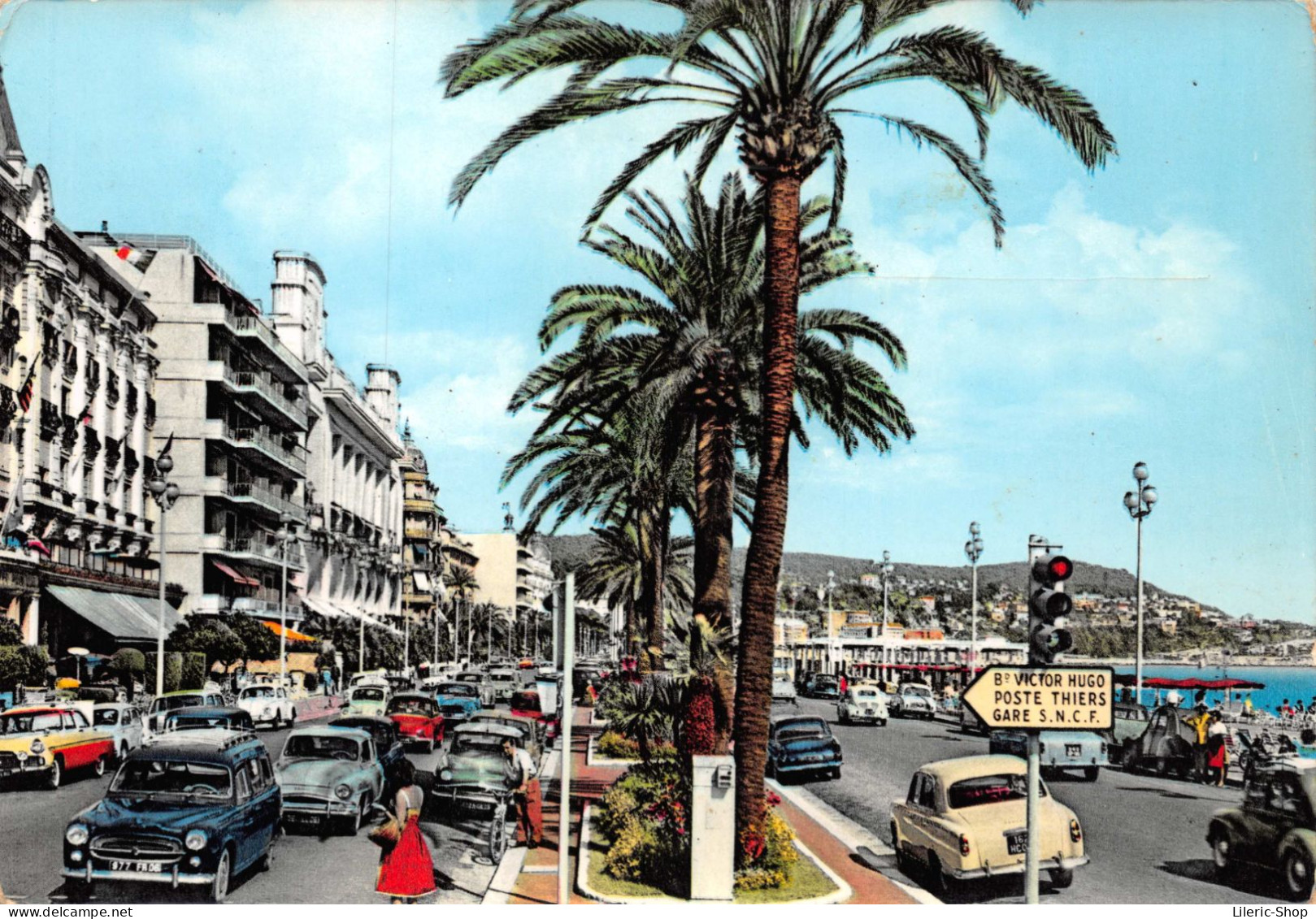 AUTOMOBILES - Peugeot 403, Simca Aronde, 4 Cv Renault Etc - Nice - La Promenade Des Anglais Cpsm - Toerisme