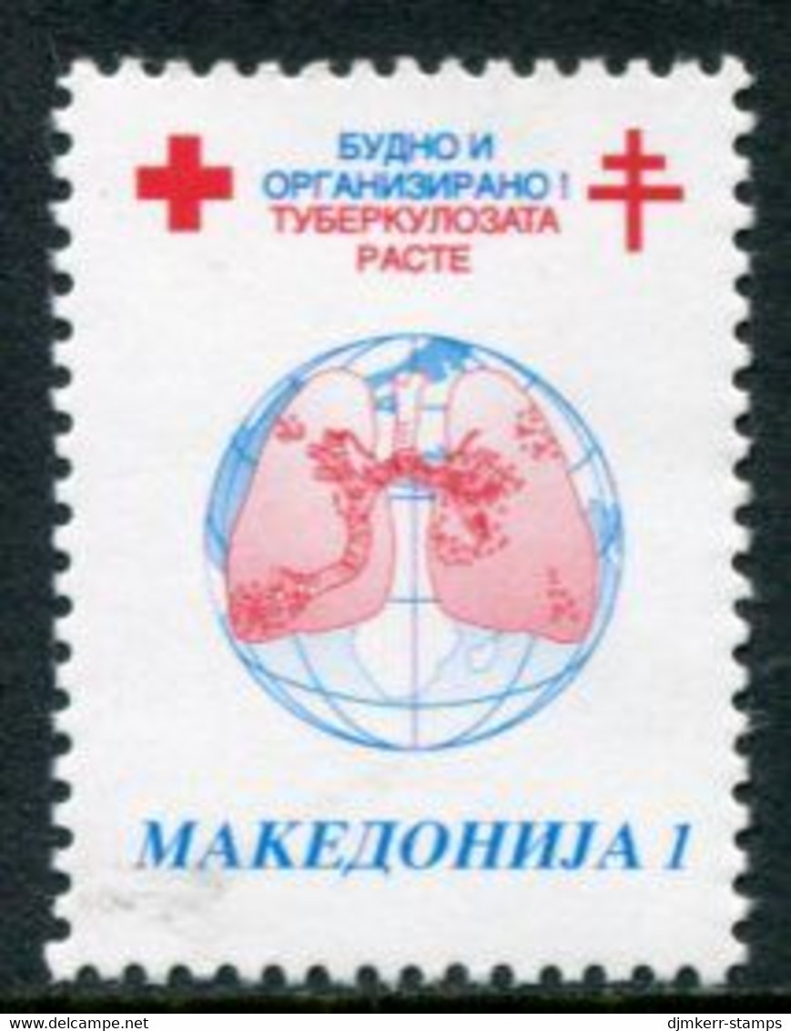 MACEDONIA 1996 Anti-Tuberculosis Week Tax Stamp With Black Printing Missing MNH / **.  Michel 90 F - Macedonia Del Norte