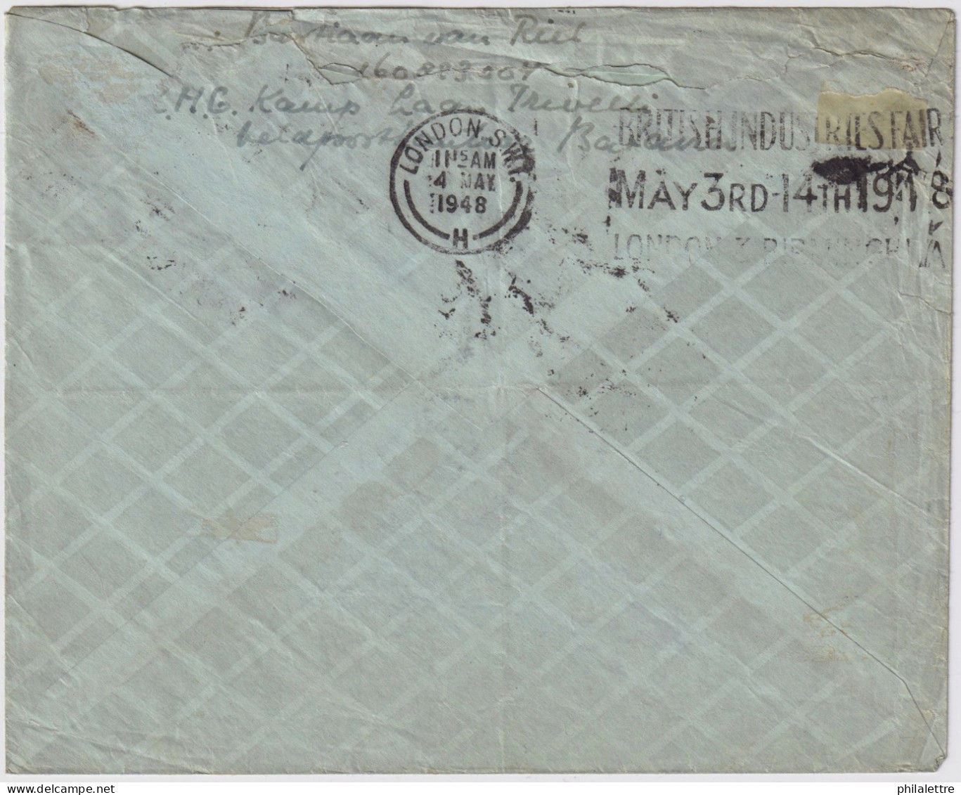 INDES NÉERLANDAISES / DUTCH EAST INDIES - 1948 Air Mail Cover From BATAVIA To London - "DEV. / 2" Currency Control Mark - Netherlands Indies