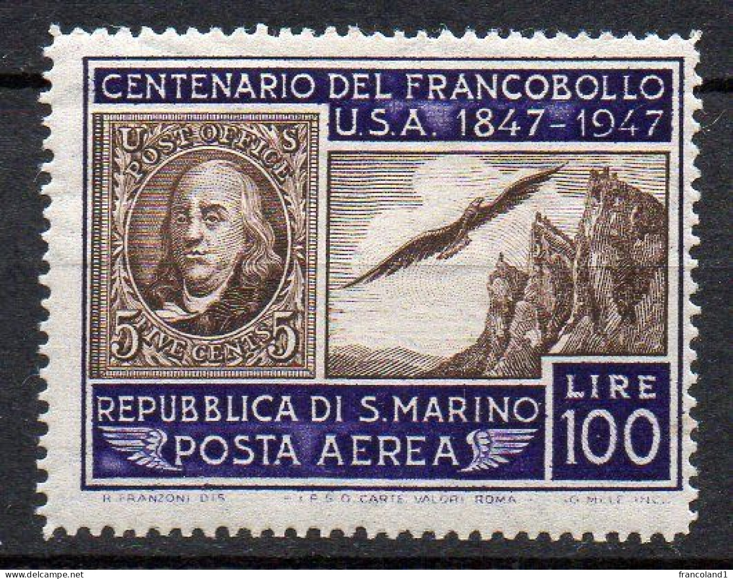 1947 San Marino - Stati Uniti Aerea N. A75 Integro MNH** - Airmail