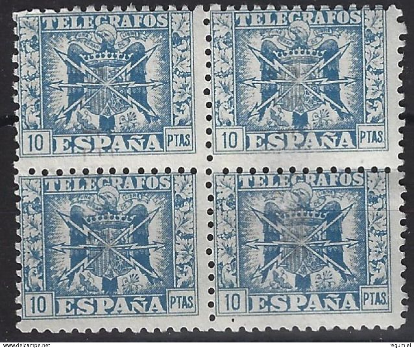 España Telégrafos 084 ** MNH.  1940 Bloque De 4 - Télégraphe