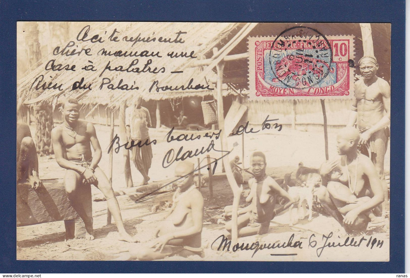 CPA Congo Français Mongoumba Carte Photo Ethnic Nude Circulé Voir Dos - Congo Français