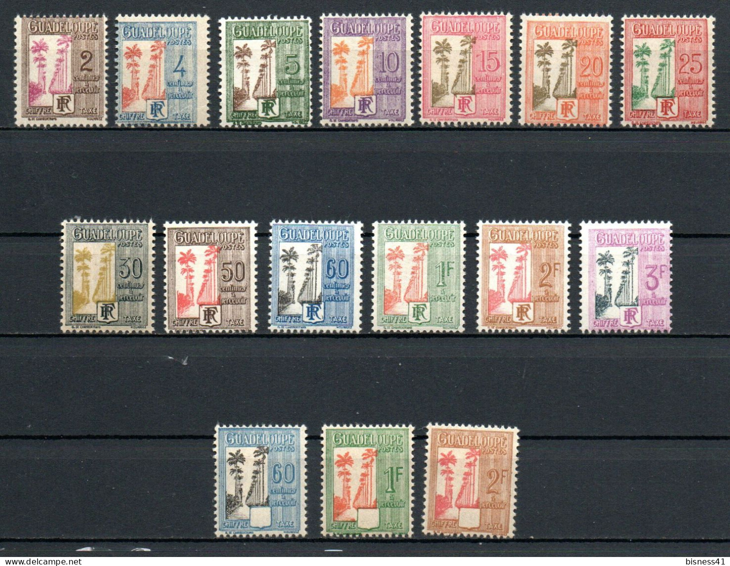 Col33 Colonie Guadeloupe Taxe N° 25 à 40 Neuf X MH Cote : 17,75€ - Postage Due