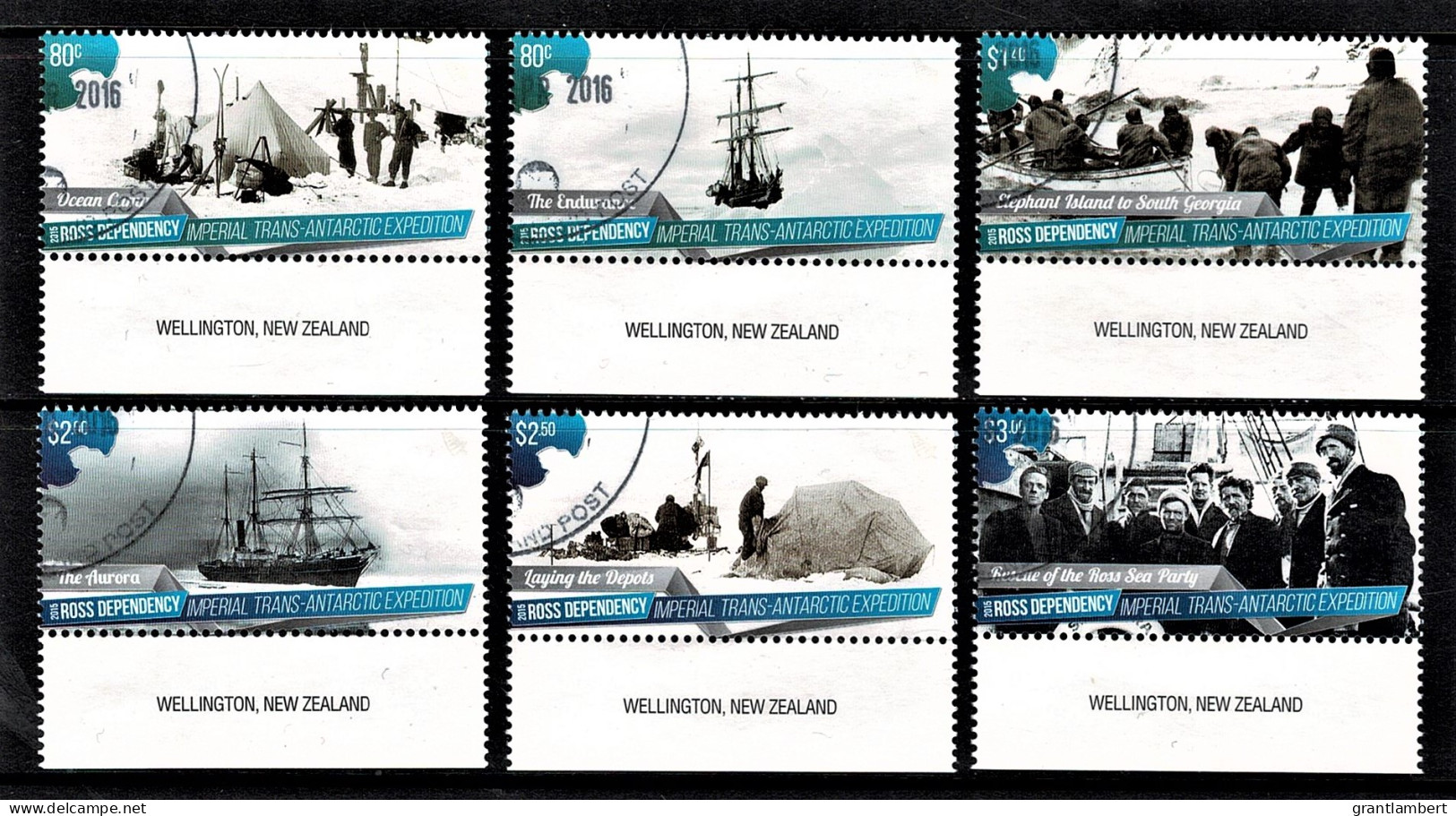 Ross Dependency 2015 The Imperial Trans-Antarctic Expedition Marginal Set Of 6 Used - Gebraucht