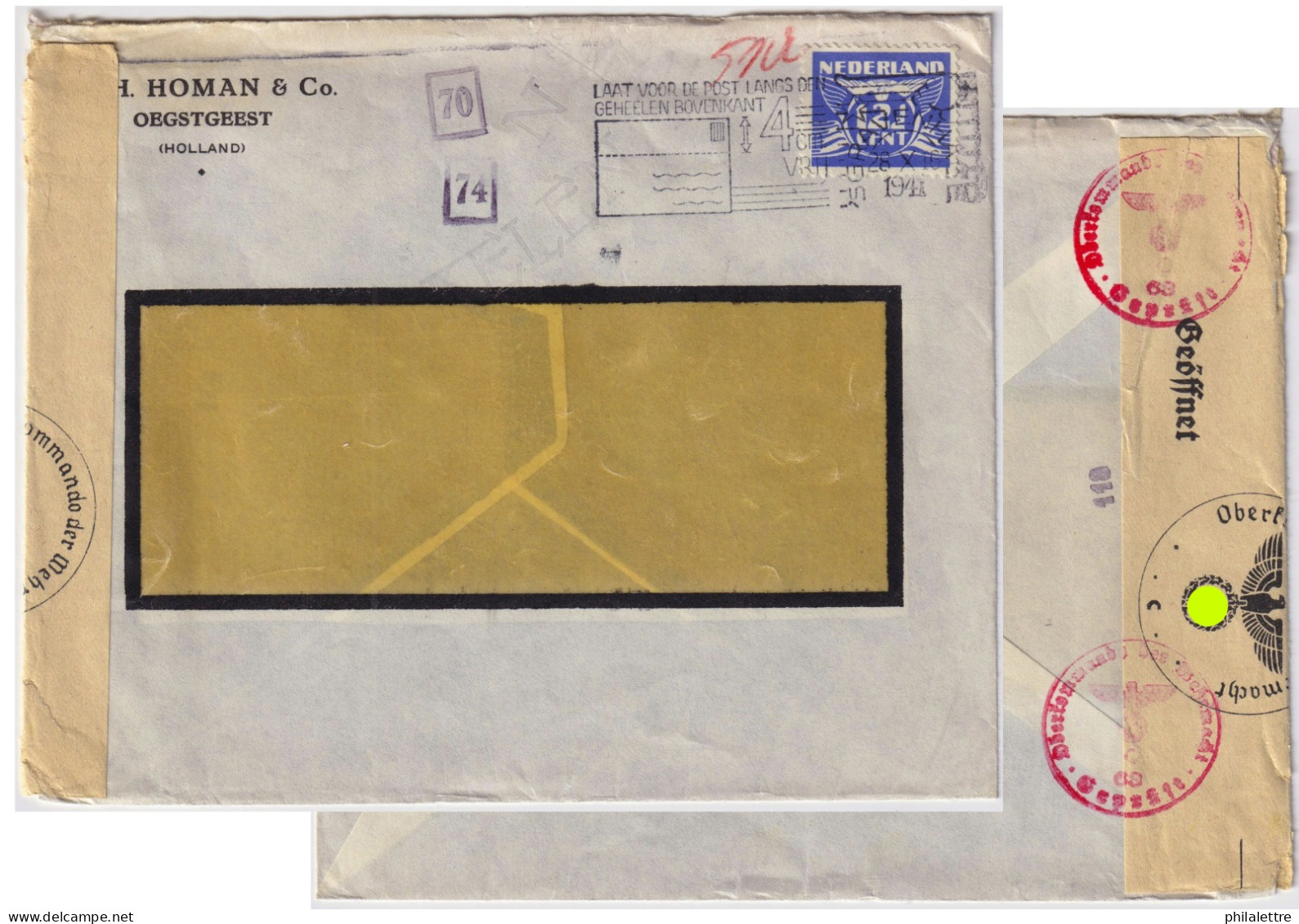 PAYS-BAS / THE NETHERLANDS - 1942 Mi.383 12-1/2c Blue On German Censored Cover From 'S-GRAVENHAGE To STOCKHOLM, Sweden - Covers & Documents