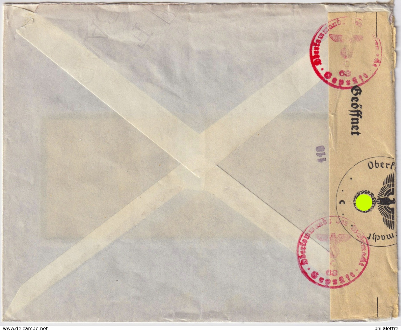 PAYS-BAS / THE NETHERLANDS - 1942 Mi.383 12-1/2c Blue On German Censored Cover From 'S-GRAVENHAGE To STOCKHOLM, Sweden - Covers & Documents