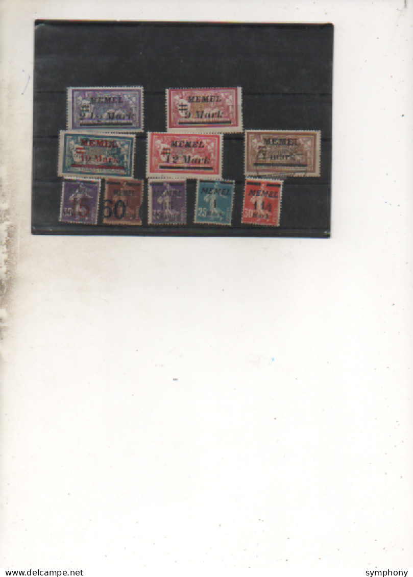 France - Memel - 9 Timbres - Merson Et Semeuse - Surcharge Mark - - Gebraucht