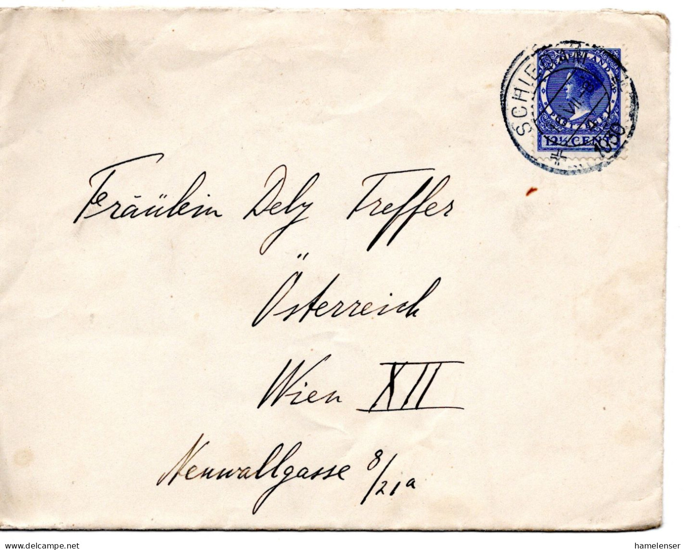 64625 - Niederlande - 1930 - 12,5c Wilhelmina EF A Bf SCHIEDAM -> Oesterreich - Briefe U. Dokumente