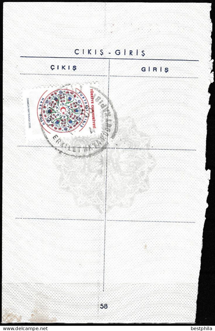 Turkey - 2006 - Old Travel Document Fee & Revenue Stamp On Passport Page Label / Vignette / Fiscal - USED - Briefe U. Dokumente