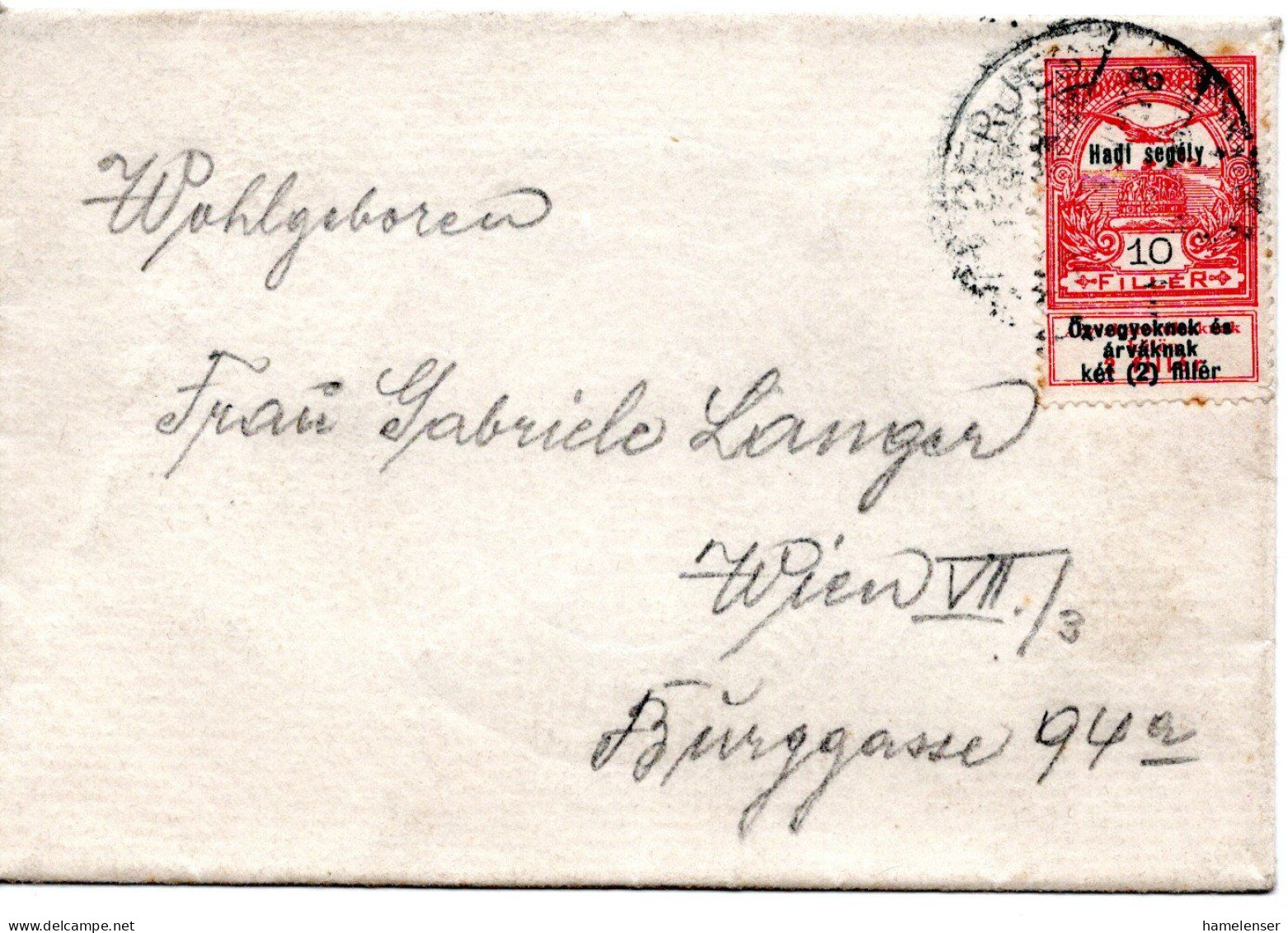 64626 - Ungarn - 1916 - 10f Aufdruck EF A Bf Nach Oesterreich - Covers & Documents