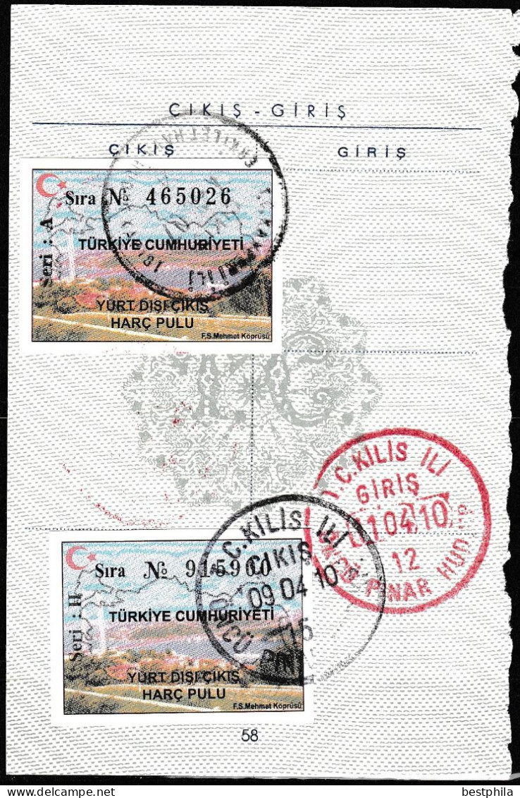 Turkey - Old Travel Document Fee & Revenue Stamp On Passport Page Label / Vignette / Fiscal - USED - Lettres & Documents