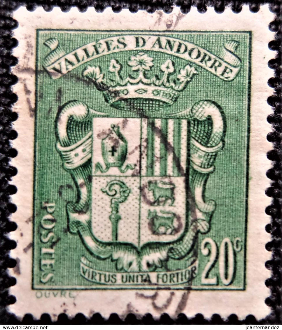 Andorre Français 1936 -1938 National Arms  Y&T N° 53 - Usati