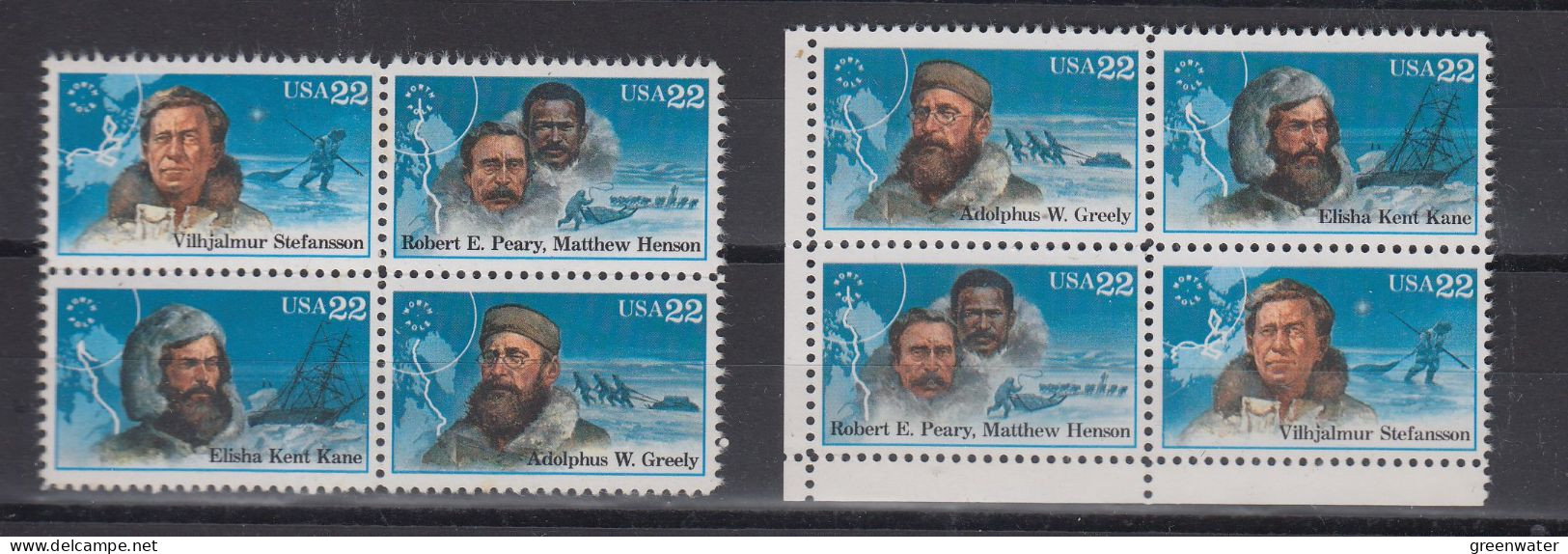 USA 1986 Explorers / North Pole 2x  Bl Of 4  ** Mnh (58544) - Ungebraucht