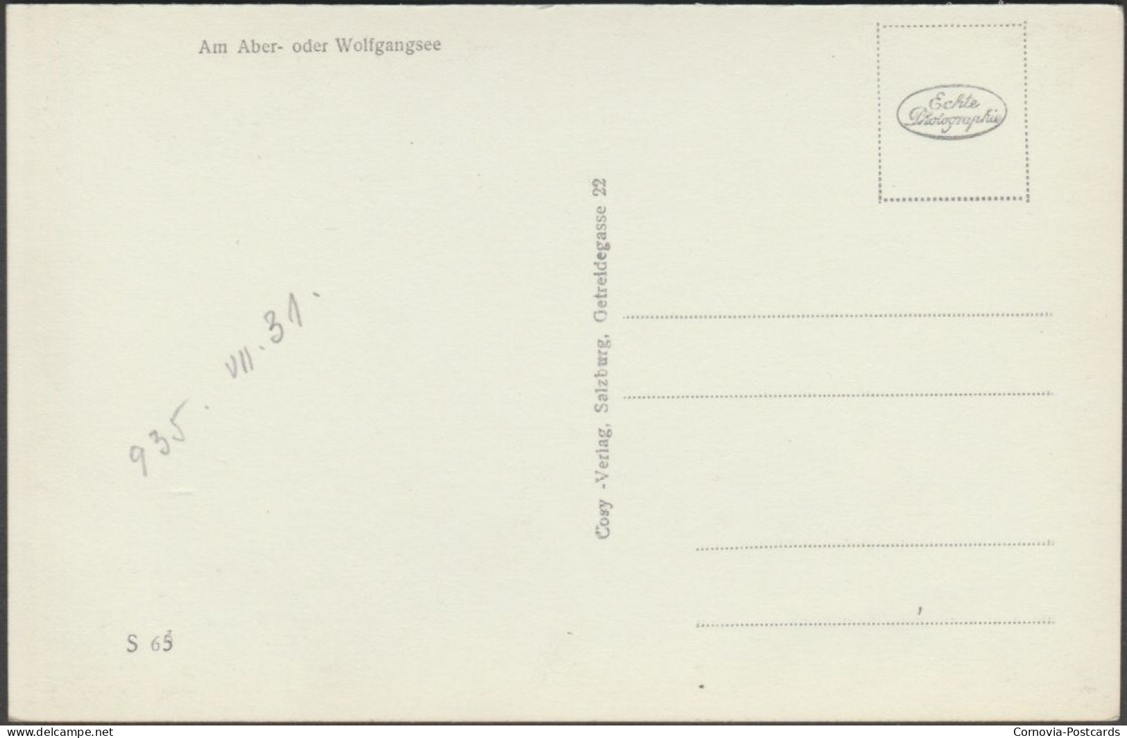 St Gilgen, Eine Perle Des Salzkammerguts, 1935 - Cosy Verlag Foto-AK - St. Gilgen