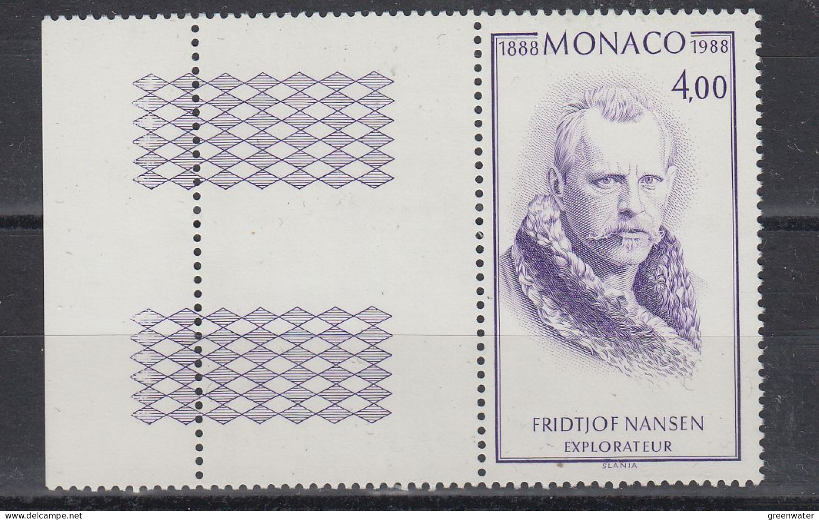 Monaco 1988 Fridjof Nansen 1v (+margin) ** Mnh (58549) - Explorateurs & Célébrités Polaires