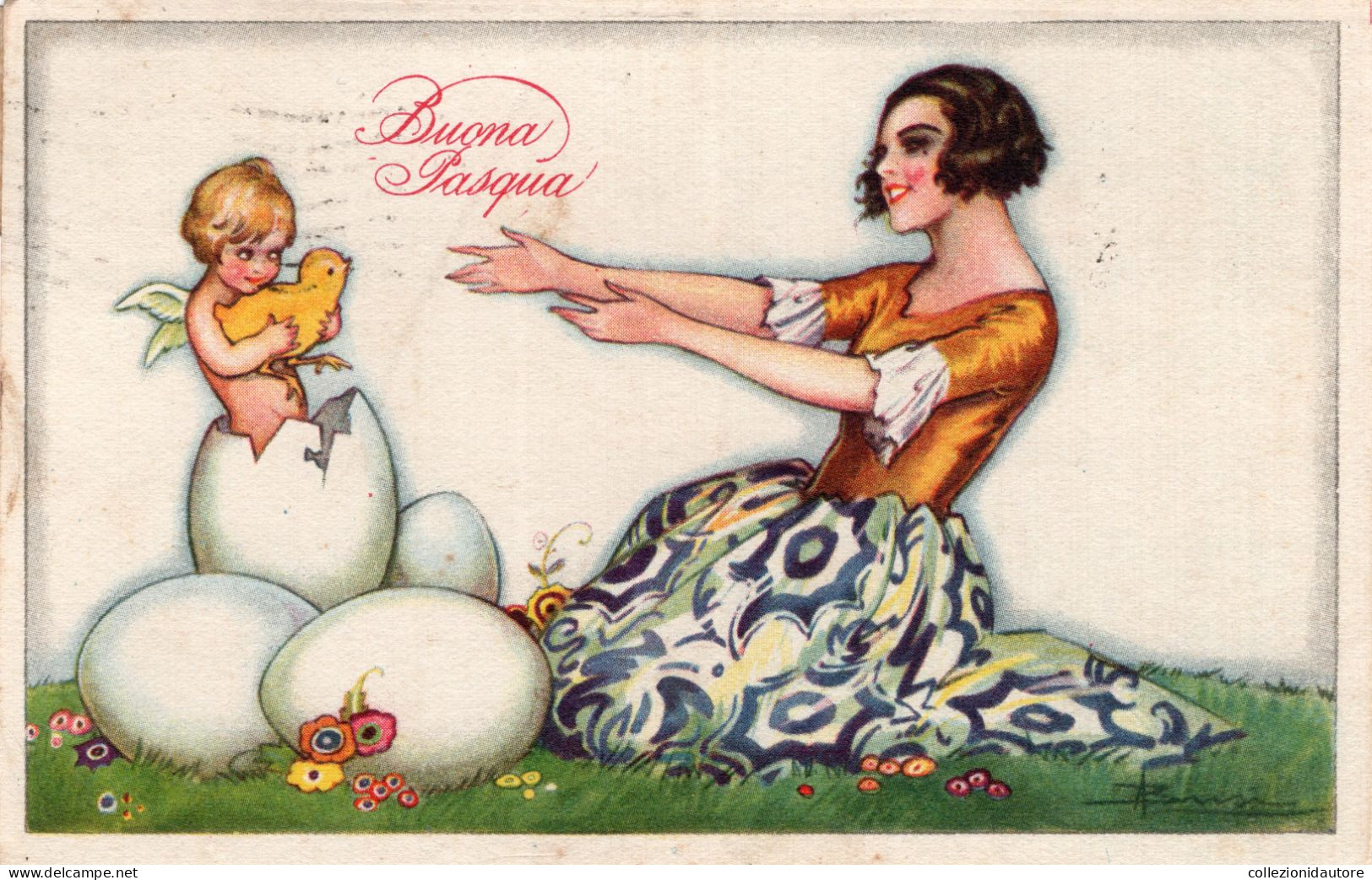 CARTOLINA FP SPEDITA NEL 1926 E ILLUSTRATA DA BUSI - BUONA PASQUA - Busi, Adolfo