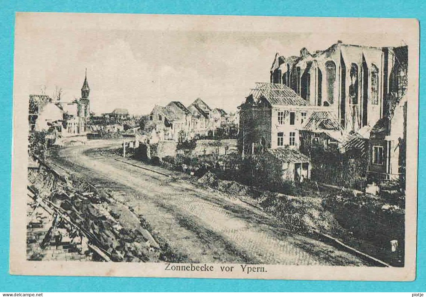 * Zonnebeke (bij Ieper - West Vlaanderen) * (K.V. Berlin O 27 - 490) Vor Ypern, Guerre War, Krieg, Ruines, église Old - Zonnebeke