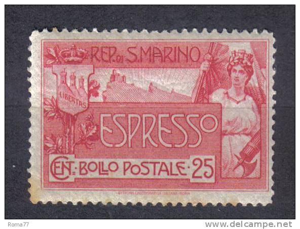 AP528 - SAN MARINO 1907 , Espresso N. 1  ***  MNH. Forti Ossidazioni Al Retro - Sellos De Urgencia