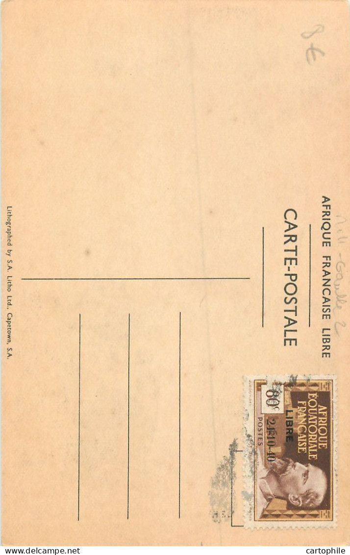 BRAZZAVILLE AEF - 2 Cpa Arrivee Du General De Gaulle Dans La Capitale France Libre 24.10.1940 Avec Timbre Surcharge WW2 - Guerra 1939-45