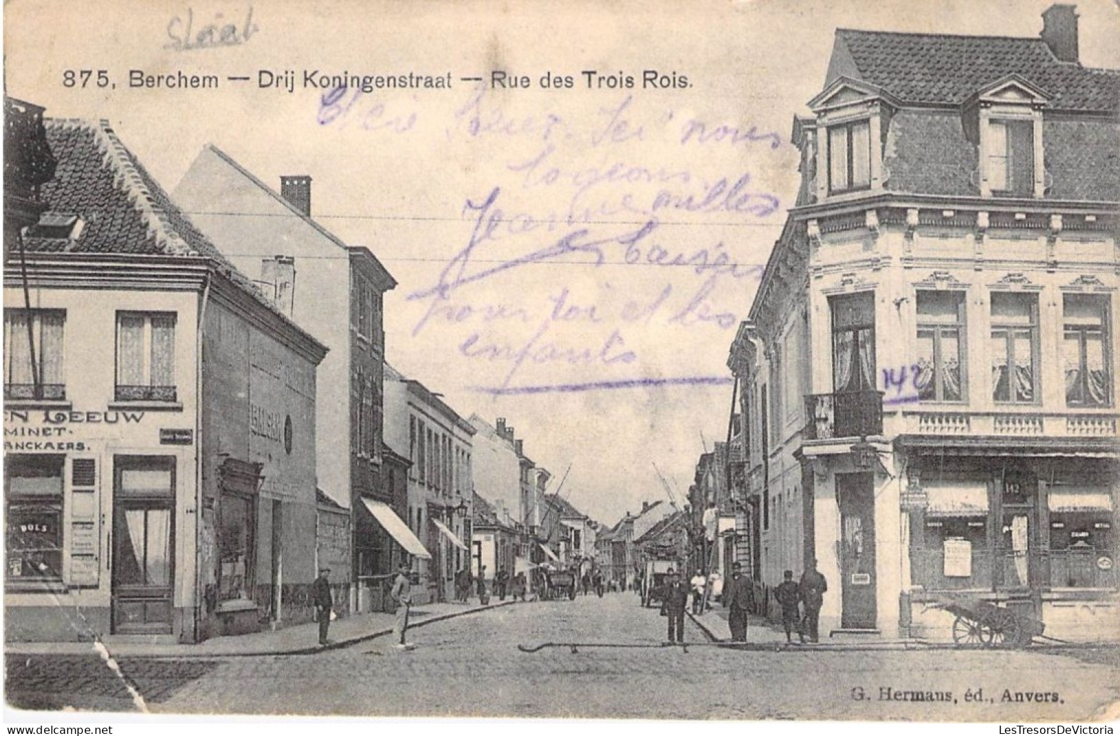 Belgique - Berchem - Drij Koningenstraat - Rue Des Trois Rois - Edit. G. Hermans - Animé  - Carte Postale Ancienne - Berchem-Ste-Agathe - St-Agatha-Berchem