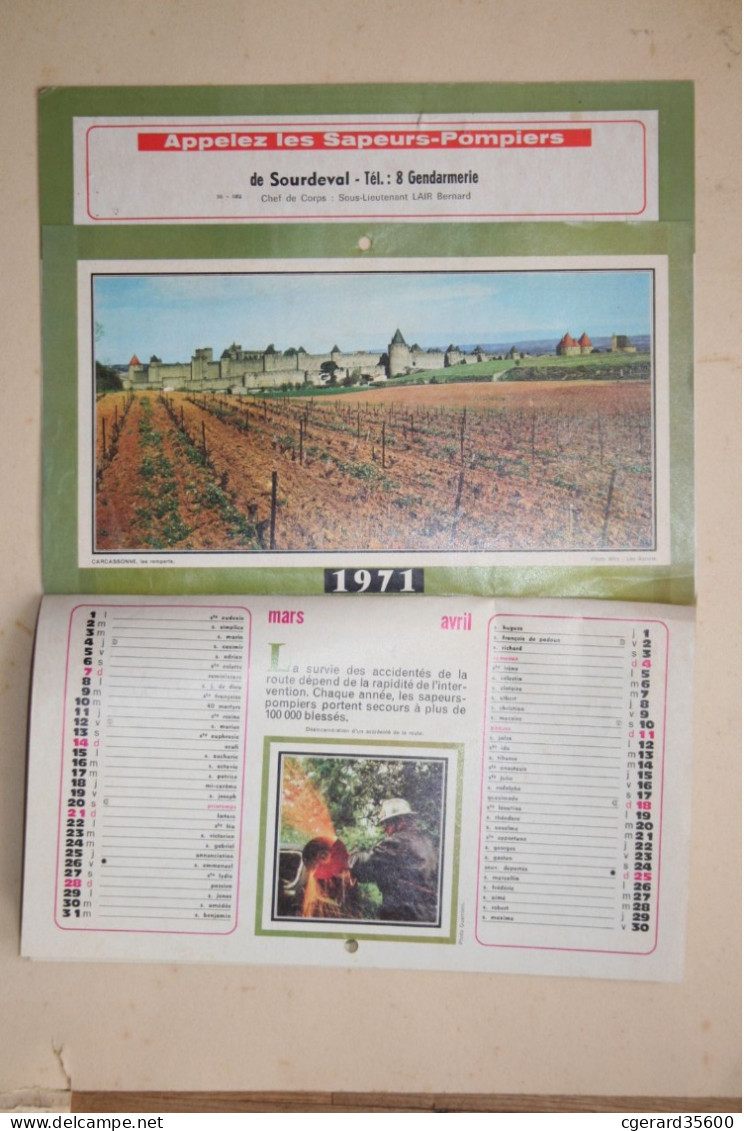 Calendrier Sapeurs Pompiers De Sourdeval - 1971 - Grand Format : 1971-80