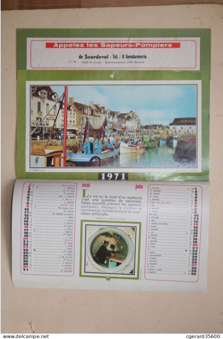 Calendrier Sapeurs Pompiers De Sourdeval - 1971 - Grand Format : 1971-80